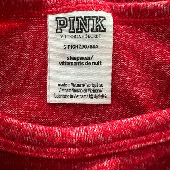 Victoria’s Secret PINK Red Gold Metallic Graphic Logo T-Shirt Glitter Holiday - Picture 3 of 6